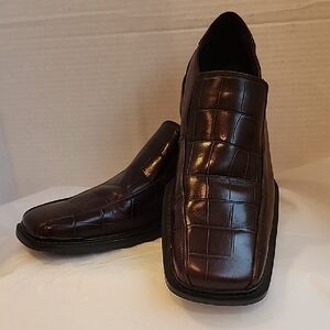 Reaction Kenneth Cole Men's Dark Brown Croc-Embossed Slip-Ons 11